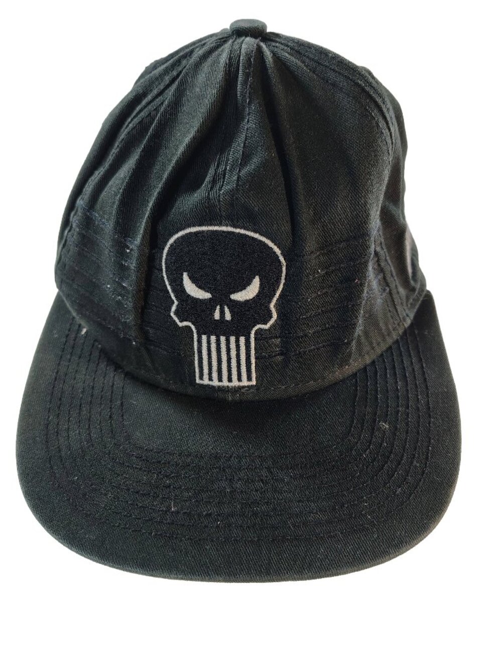 Men's Blackout Y2K Marvel Punisher Skull Flat Cap